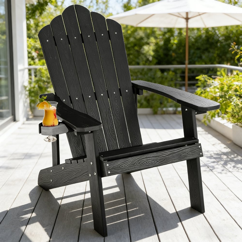 Weather Resistant HIPS Outdoor Adirondack Chair With Cup Holder_voghion.com